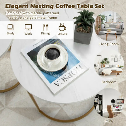 Modern Nesting Coffee Table Set of 2-White - White - Coffee Tables