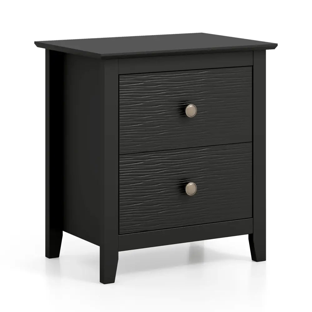 Modern Nightstand with 2 Drawers for Small Spaces-Black - Black - Nightstands