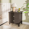 Modern Nightstand with 2 Drawers for Small Spaces-Brown - Brown - Nightstands