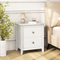 Modern Nightstand with 2 Drawers for Small Spaces-White - White - Nightstands