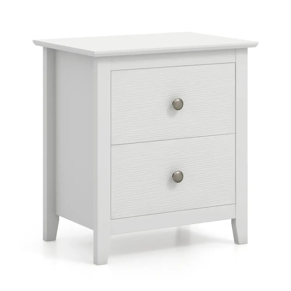 Modern Nightstand with 2 Drawers for Small Spaces-White - White - Nightstands