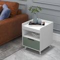 Modern Nightstand with LED Lights Sliding Drawer and Open Compartment-White - White - Nightstands