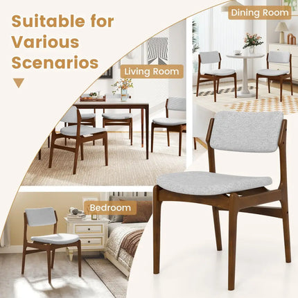 Modern Padded Dining Chairs with Rubber Wood Legs Set of 2-Brown - Brown - Dining Chairs