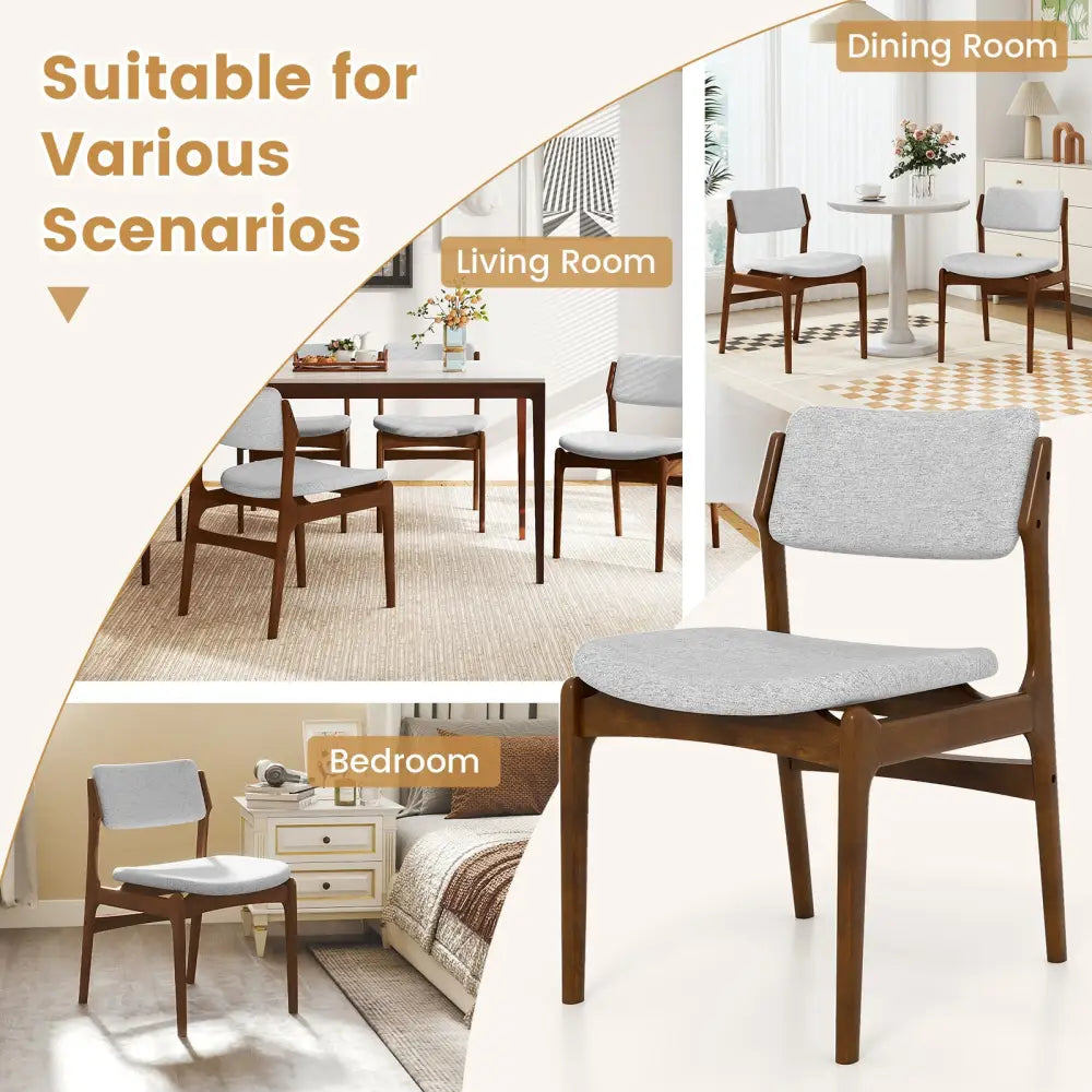 Modern Padded Dining Chairs with Rubber Wood Legs Set of 2-Brown - Brown - Dining Chairs