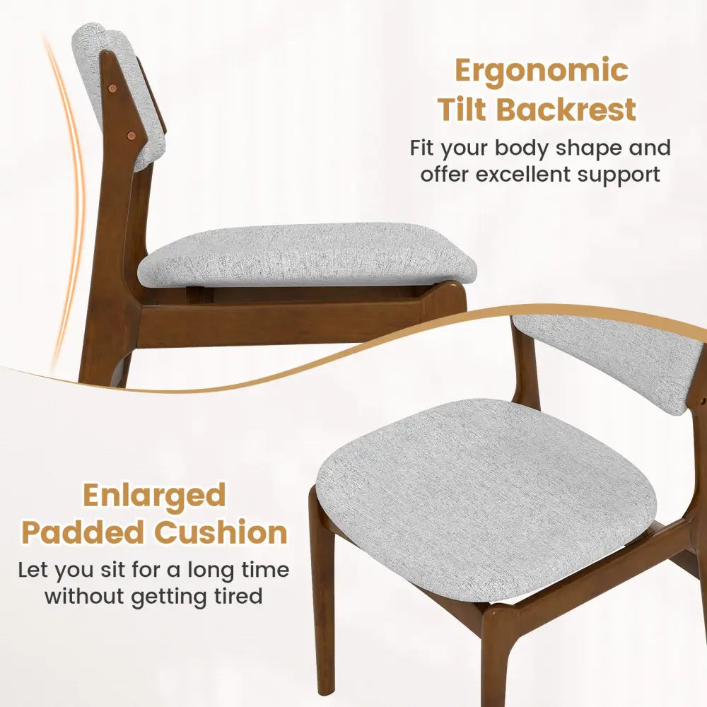 Modern Padded Dining Chairs with Rubber Wood Legs Set of 2-Brown - Brown - Dining Chairs