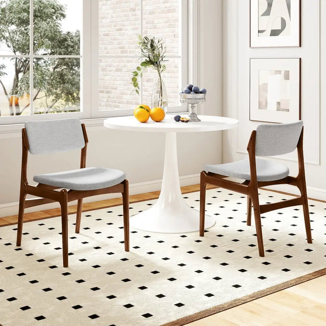Modern Padded Dining Chairs with Rubber Wood Legs Set of 2-Brown - Brown - Dining Chairs