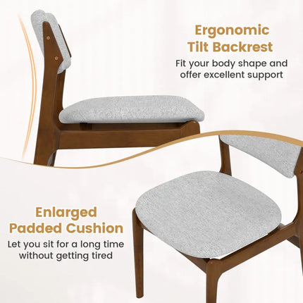 Modern Padded Dining Chairs with Rubber Wood Legs Set of 2-Brown - Brown - Dining Chairs