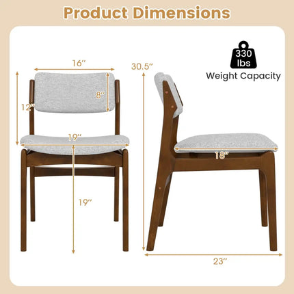 Modern Padded Dining Chairs with Rubber Wood Legs Set of 2-Brown - Brown - Dining Chairs