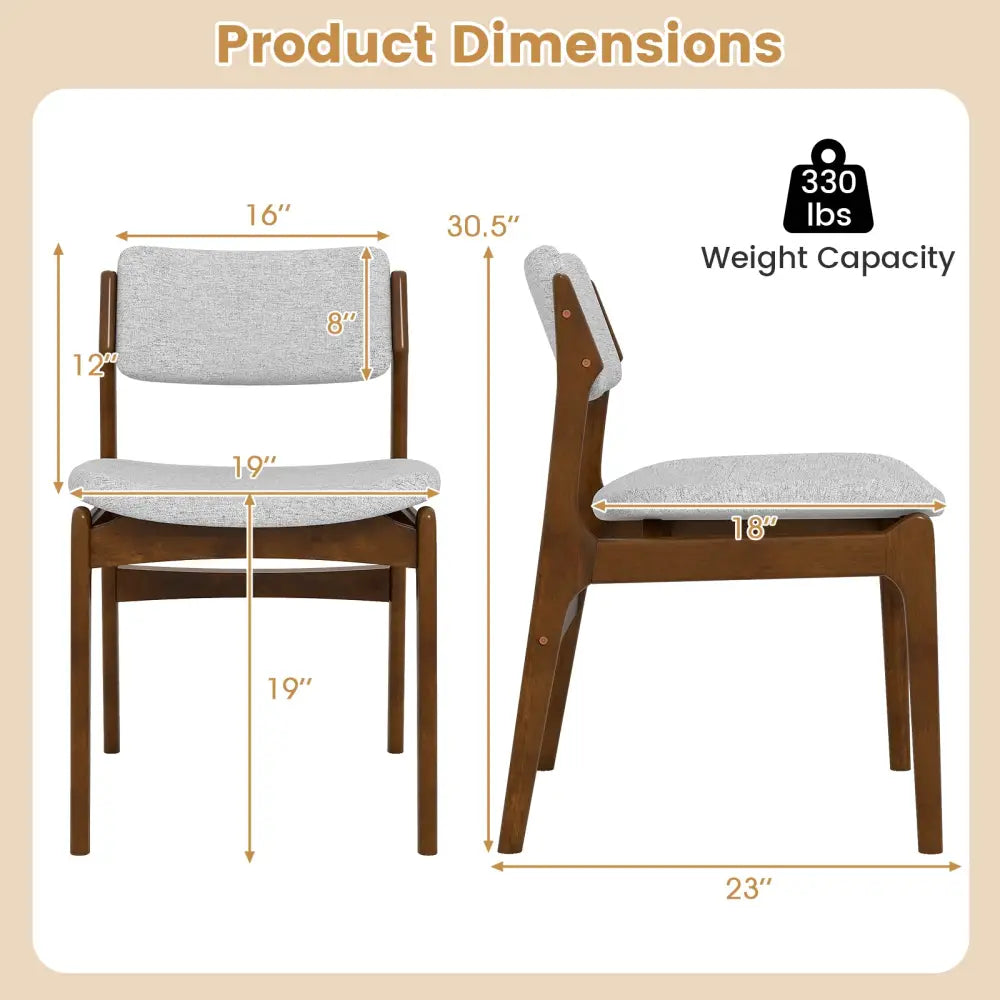 Modern Padded Dining Chairs with Rubber Wood Legs Set of 4-Brown - Brown - Dining Chairs