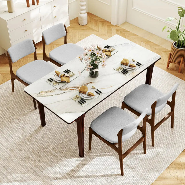 Modern Padded Dining Chairs with Rubber Wood Legs Set of 4-Brown - Brown - Dining Chairs