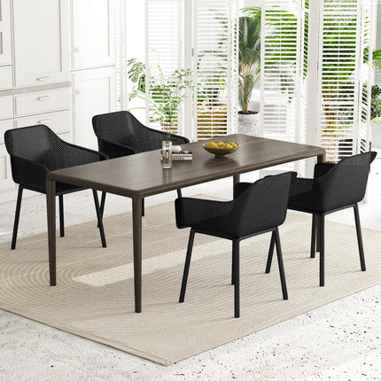 Modern Plastic Dining Chairs Set of 2 Kitchen Armchairs with Breathable Mesh Backres-Black - Black - Dining Chairs