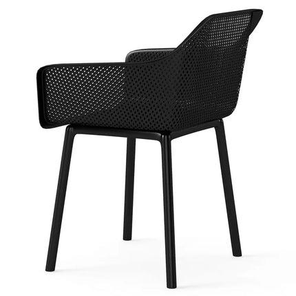 Modern Plastic Dining Chairs Set of 2 Kitchen Armchairs with Breathable Mesh Backres-Black - Black - Dining Chairs