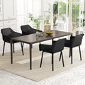 Modern Plastic Dining Chairs Set of 4 Kitchen Armchairs with Breathable Mesh Backrest-Black - Black - Dining Chairs