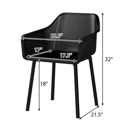 Modern Plastic Dining Chairs Set of 4 Kitchen Armchairs with Breathable Mesh Backrest-Black - Black - Dining Chairs