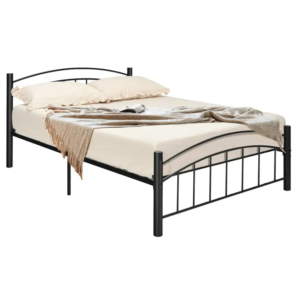 Modern Platform Bed with Headboard and Footboard-Full Size - Black - Simple Bed Frame