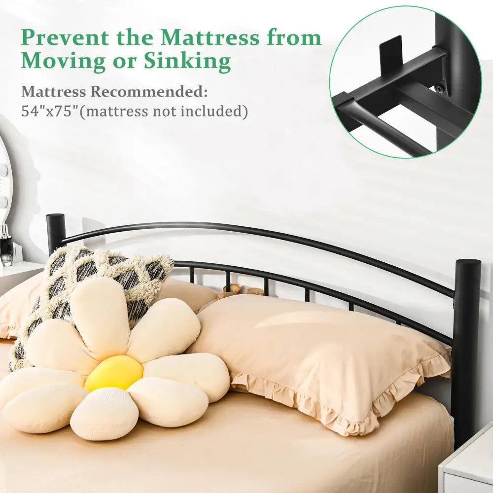 Modern Platform Bed with Headboard and Footboard-Full Size - Black - Simple Bed Frame