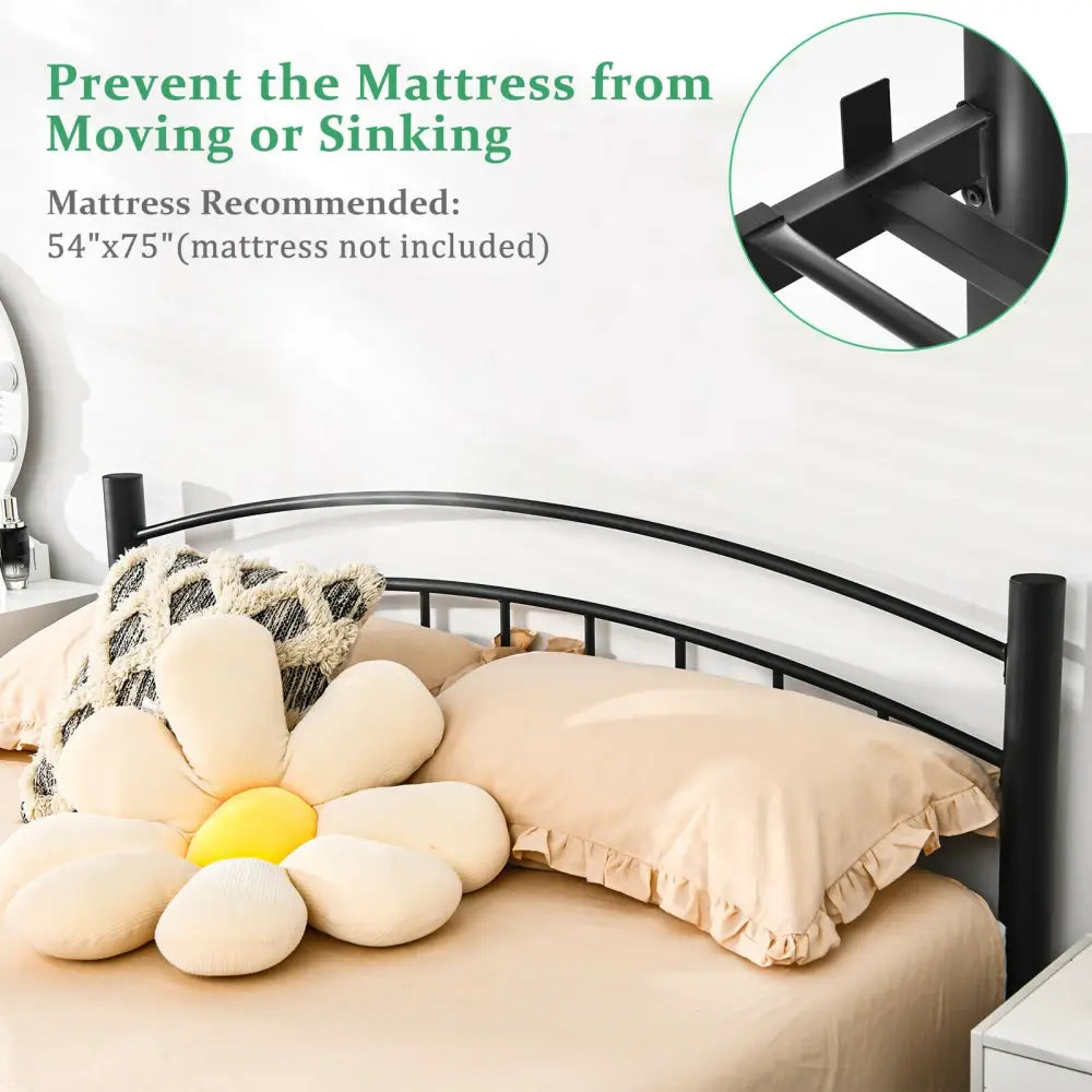 Modern Platform Bed with Headboard and Footboard-Full Size - Black - Simple Bed Frame