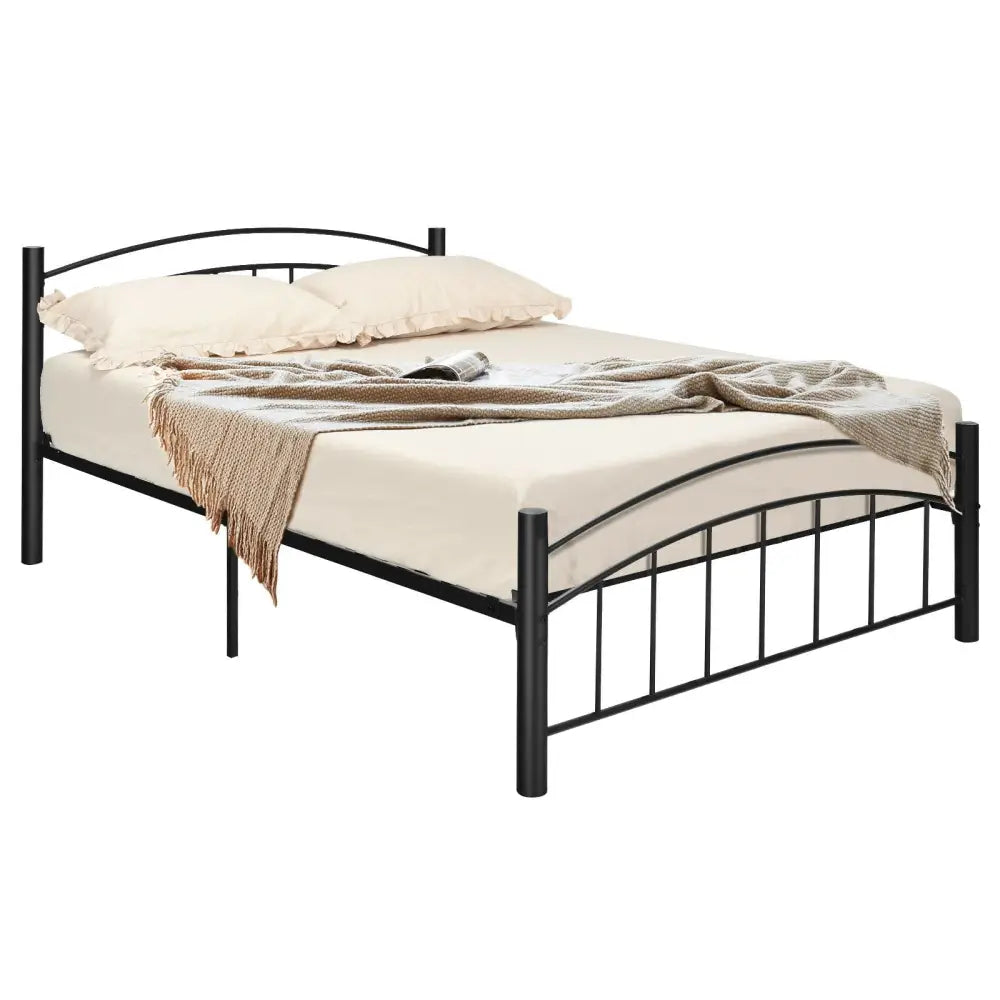Modern Platform Bed with Headboard and Footboard-Full Size - Black - Simple Bed Frame
