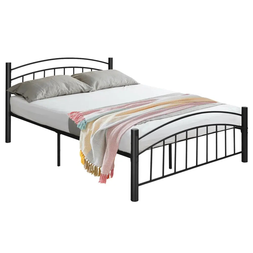 Modern Platform Bed with Headboard and Footboard-Queen Size - Black - Simple Bed Frame