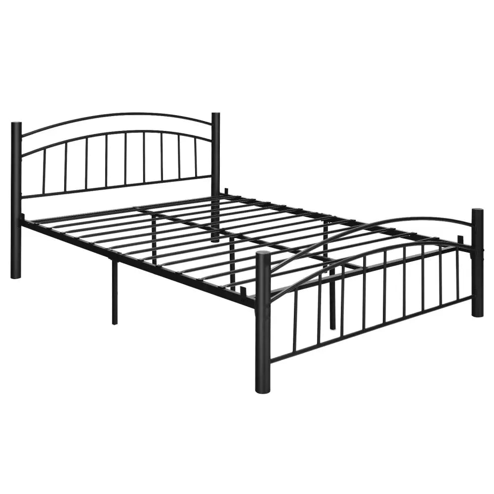 Modern Platform Bed with Headboard and Footboard-Queen Size - Black - Simple Bed Frame