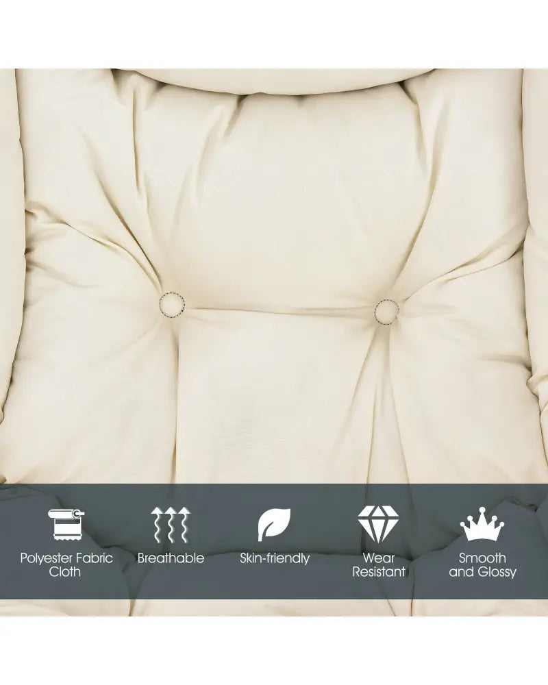 Modern Polyester Fabric Lazy Chair with Steel Frame and Side Pocket-Beige - Beige - Accent Chairs