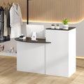 Modern Reception Desk Front Counter Desk with Oval Tabletop-Black - Black - Computer Desks