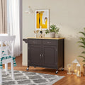 Modern Rolling Kitchen Cart Island with Wooden Top-Brown - Brown - Kitchen Islands & Carts