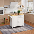Modern Rolling Kitchen Cart Island with Wooden Top-White - White - Kitchen Islands & Carts
