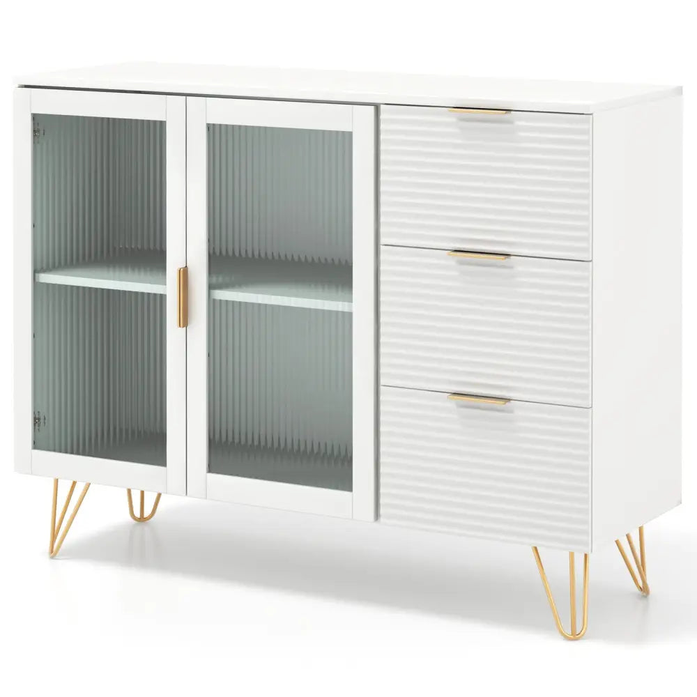 Modern Sideboard Buffet Cabinet with 2 Doors and 3 Drawers for Living Room Dining Room-White - White - Sideboards