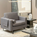 Modern Single Sofa with Cushion Bolster and Side Storage Pocket - Light Gray - Accent Chairs