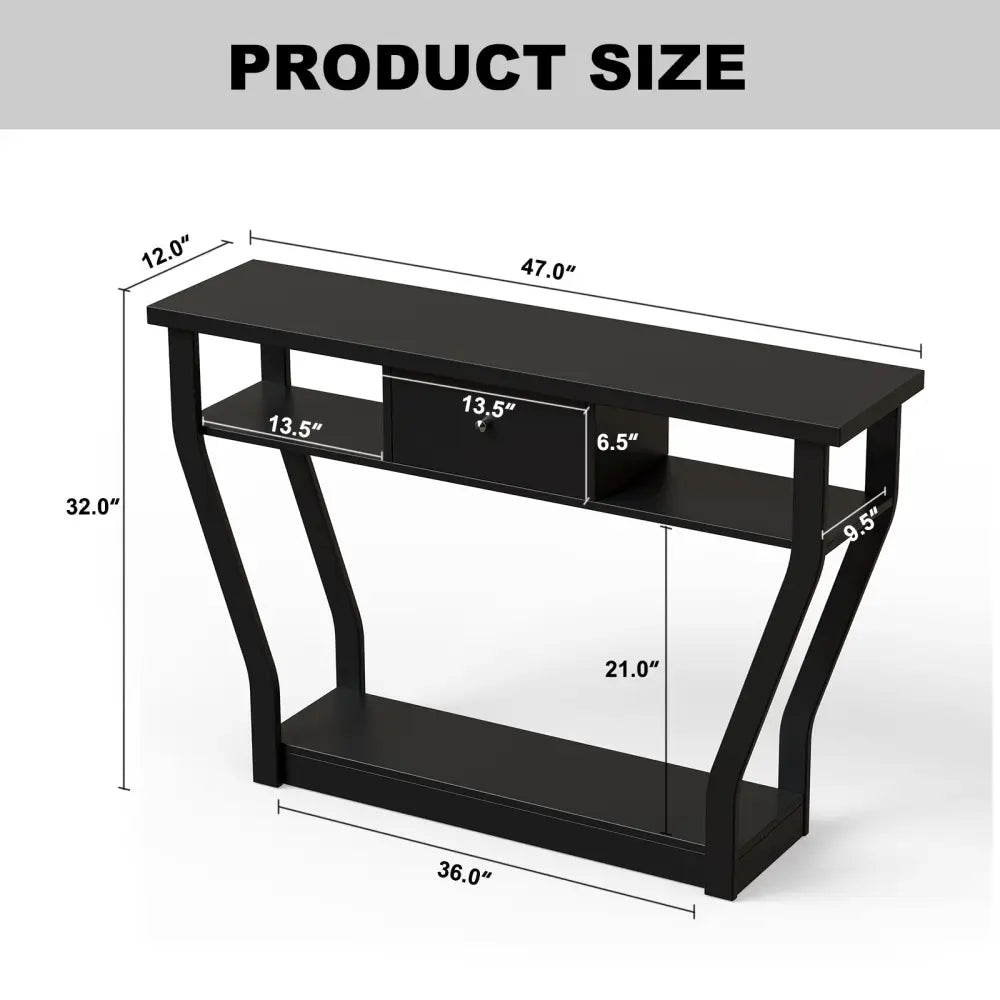 Modern Sofa Accent Table with Drawer - Black - Console Tables