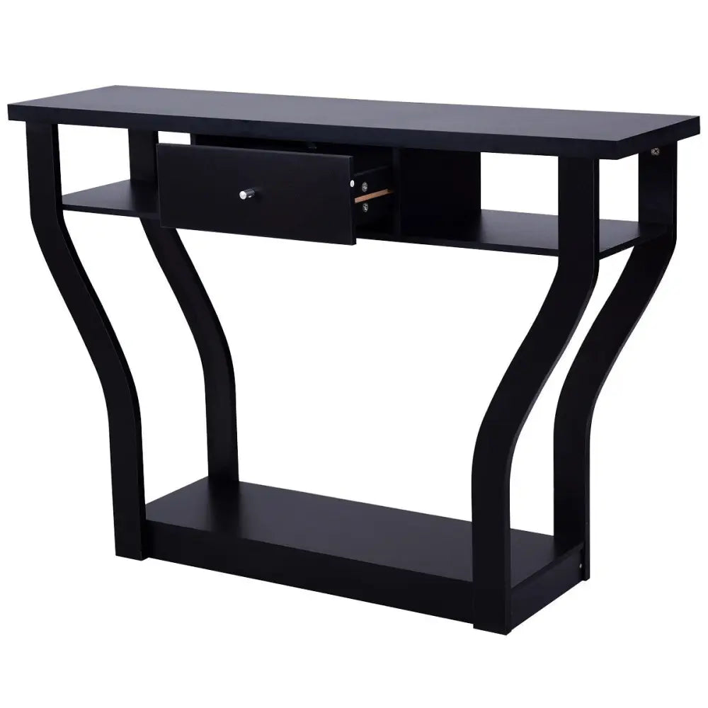 Modern Sofa Accent Table with Drawer - Black - Console Tables