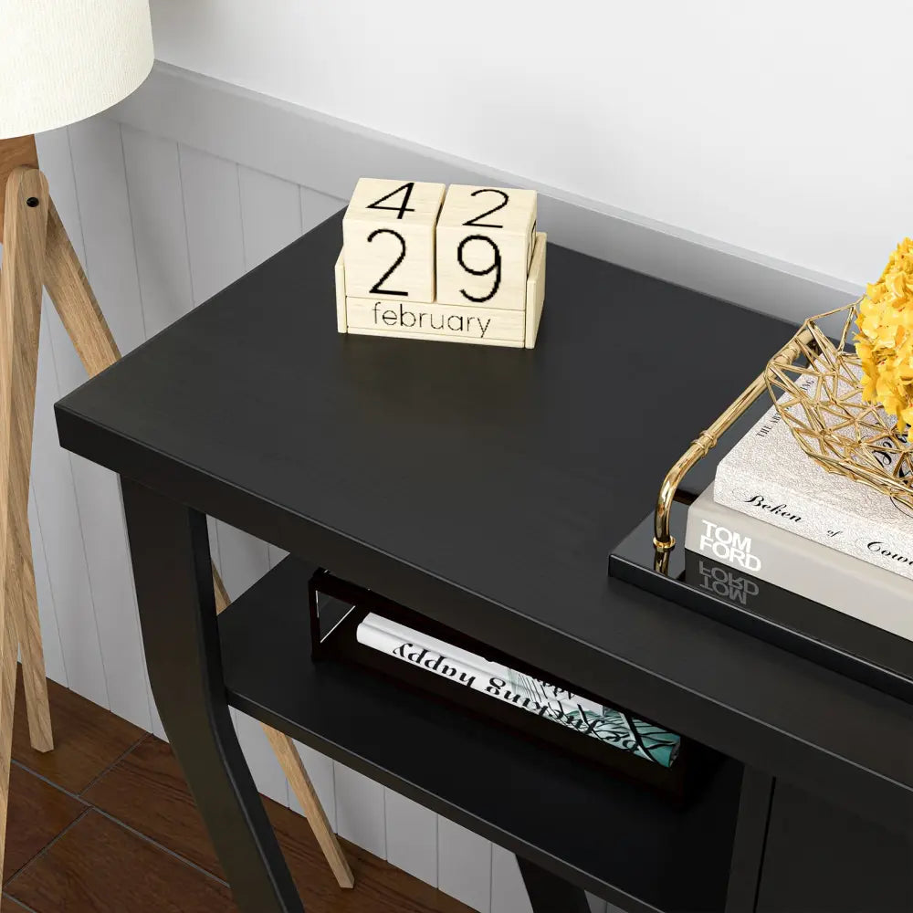 Modern Sofa Accent Table with Drawer - Black - Console Tables