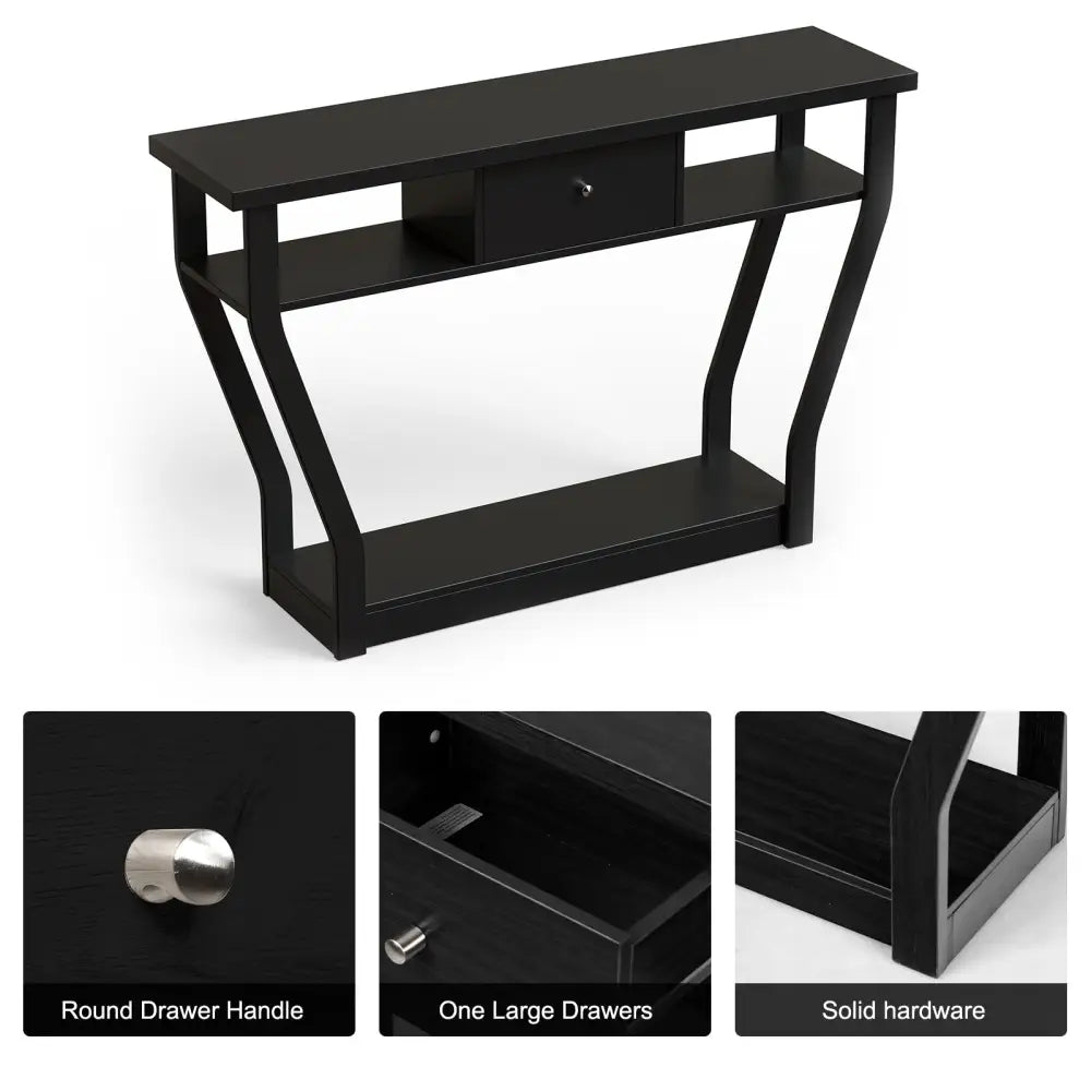 Modern Sofa Accent Table with Drawer - Black - Console Tables
