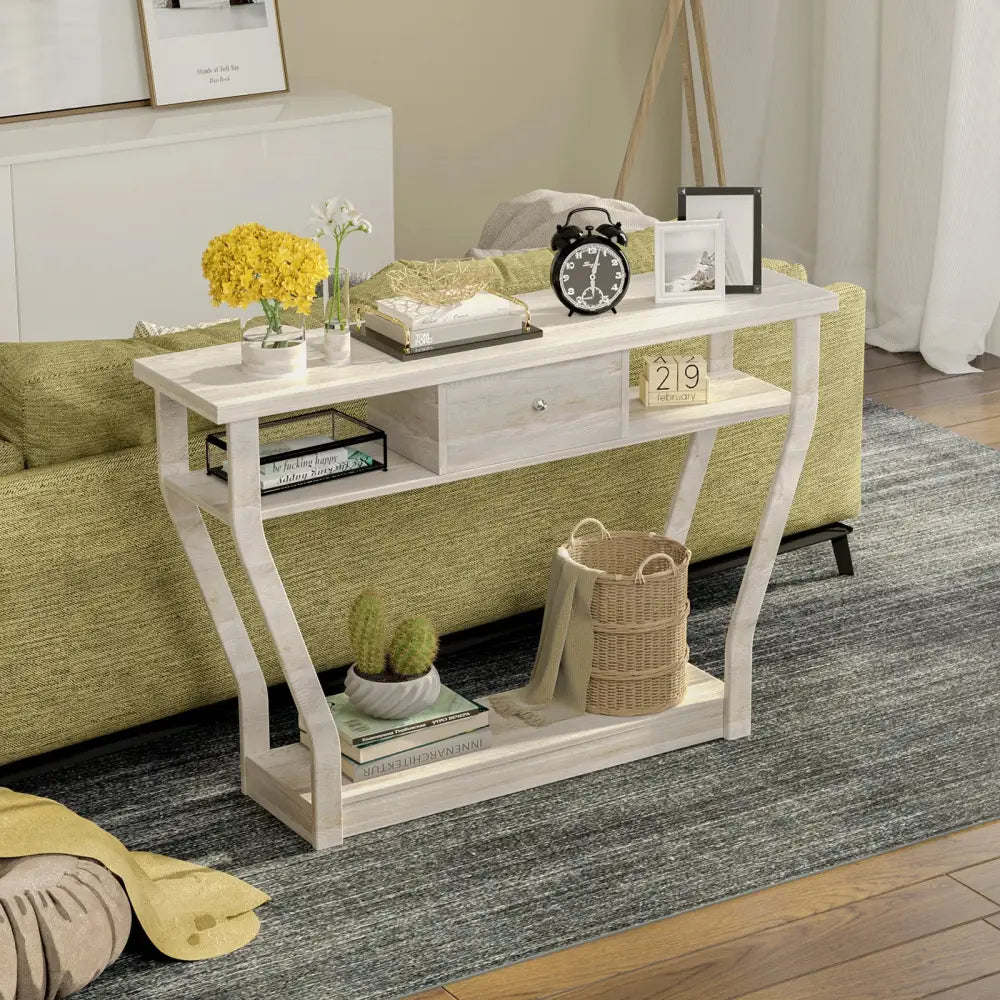 Modern Sofa Accent Table with Drawer-Gray - Gray - Console Tables