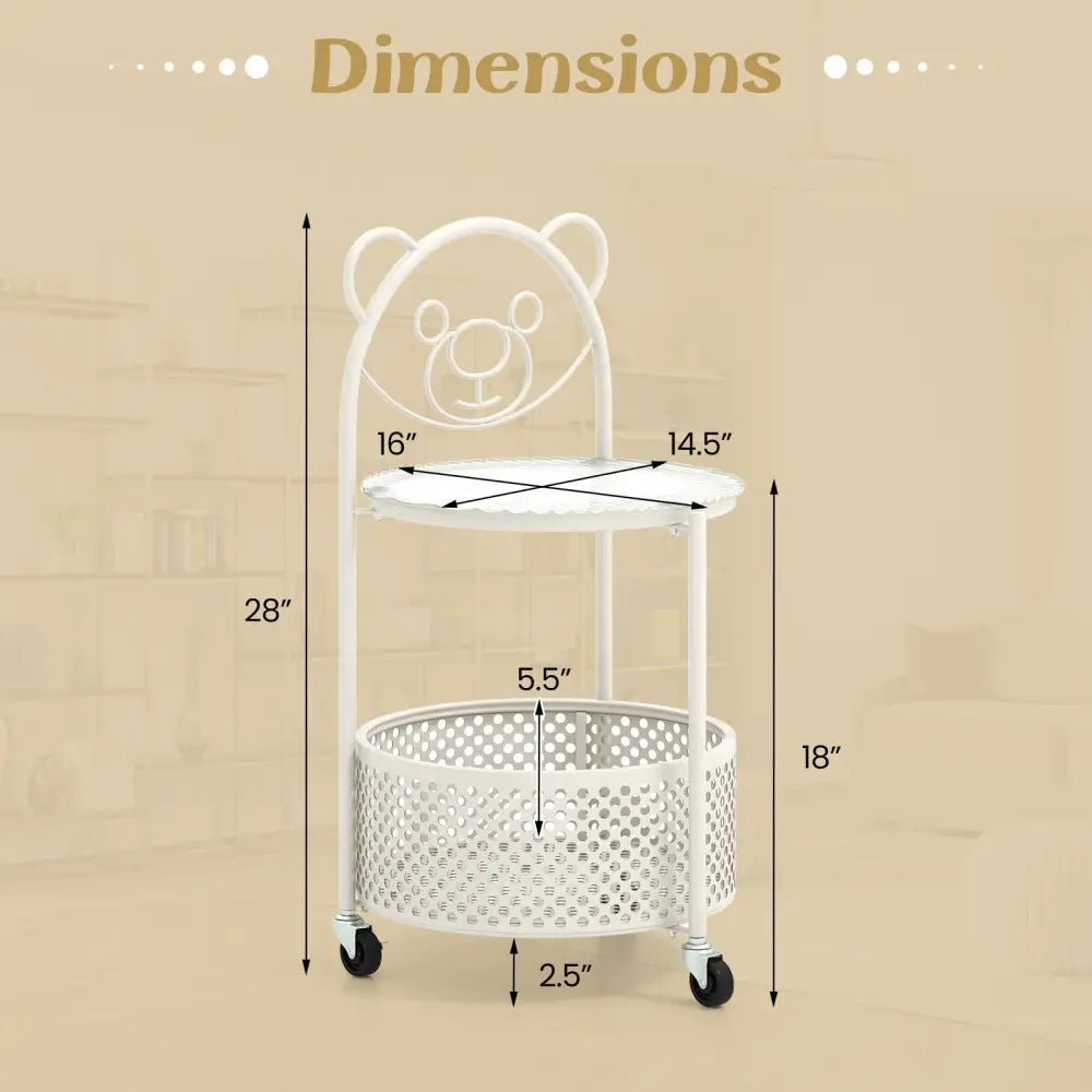 Modern Sofa Side Table on Lockable Wheels for Living Room Bedroom Study-White - White - End & Side Tables