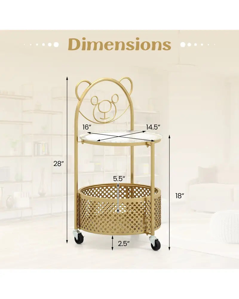 Modern Sofa Side Table on Lockable Wheels for Living Room Bedroom Study-Gold - Golden - End & Side Tables