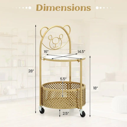 Modern Sofa Side Table on Lockable Wheels for Living Room Bedroom Study-Gold - Golden - End & Side Tables