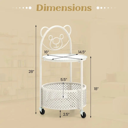 Modern Sofa Side Table on Lockable Wheels for Living Room Bedroom Study-White - White - End & Side Tables