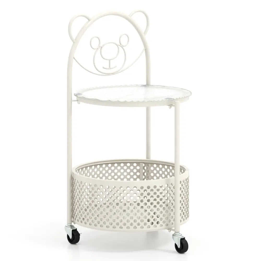 Modern Sofa Side Table on Lockable Wheels for Living Room Bedroom Study-White - White - End & Side Tables