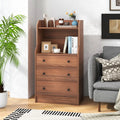 Modern Storage Dresser with Anti-toppling Device-Walnut - Walnut - Dressers & Chests