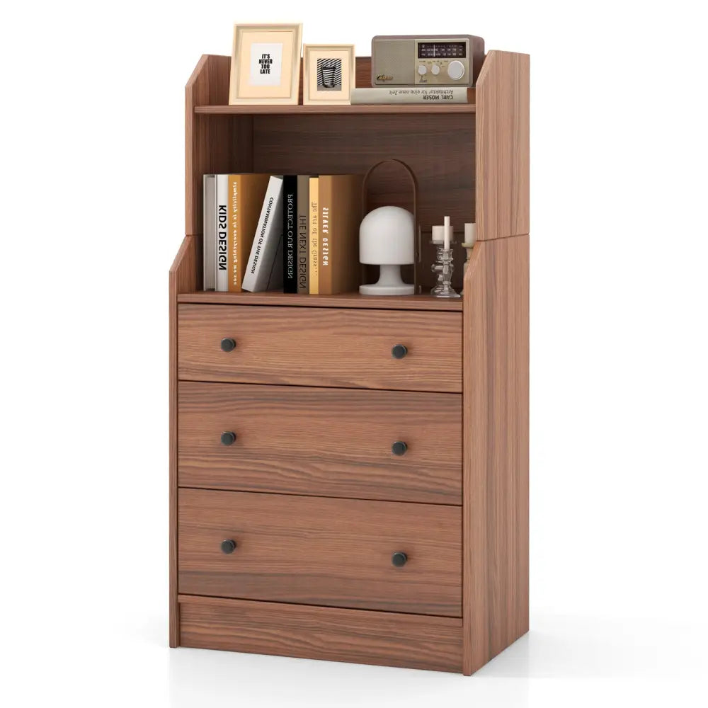 Modern Storage Dresser with Anti-toppling Device-Walnut - Walnut - Dressers & Chests