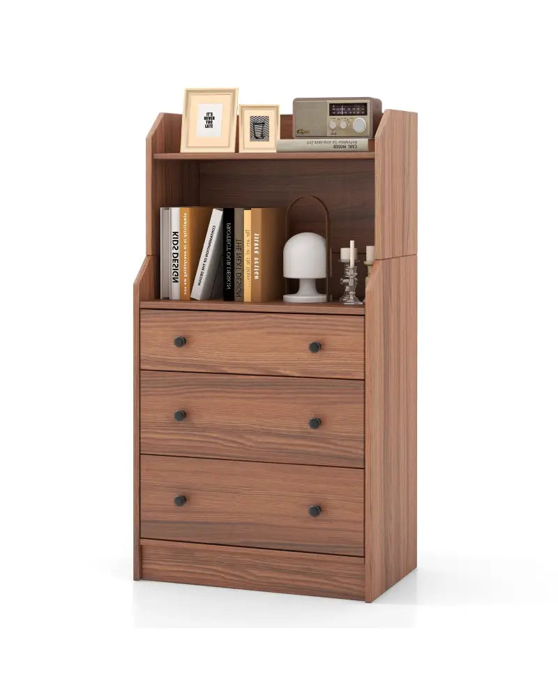 Modern Storage Dresser with Anti-toppling Device-Walnut - Walnut - Dressers & Chests