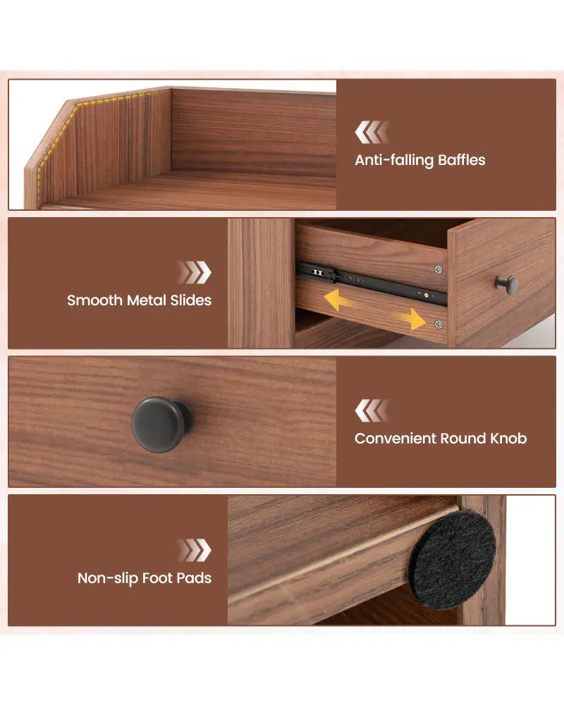 Modern Storage Dresser with Anti-toppling Device-Walnut - Walnut - Dressers & Chests