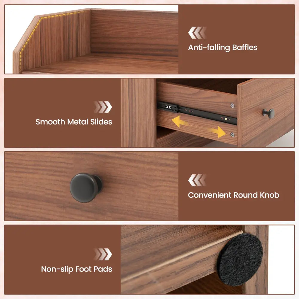 Modern Storage Dresser with Anti-toppling Device-Walnut - Walnut - Dressers & Chests