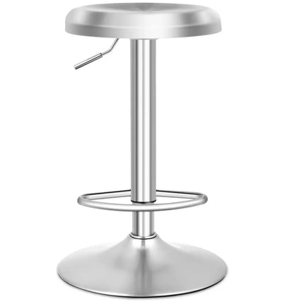 Modern Swivel Adjustable Height Bar Stool with Footrest for Pub Bistro Kitchen Dining-1 Piece - Silver - Bar Stools