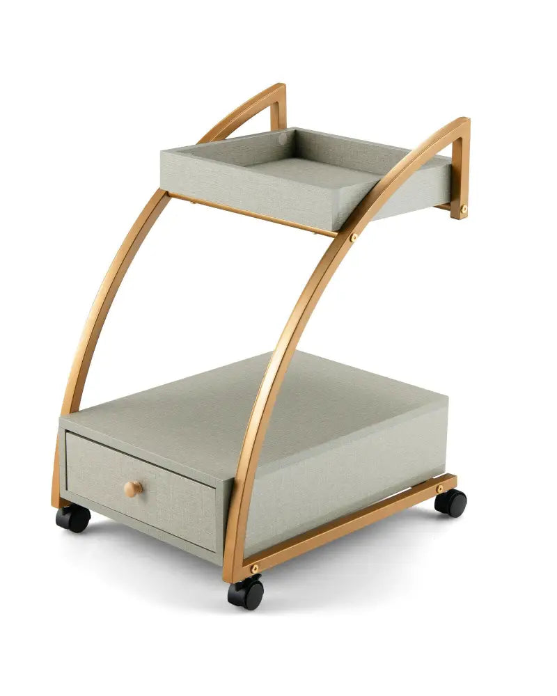 Modern Tray Top 4 Casters Rolling End Table with Storage Drawer-Gray - Gray - End & Side Tables