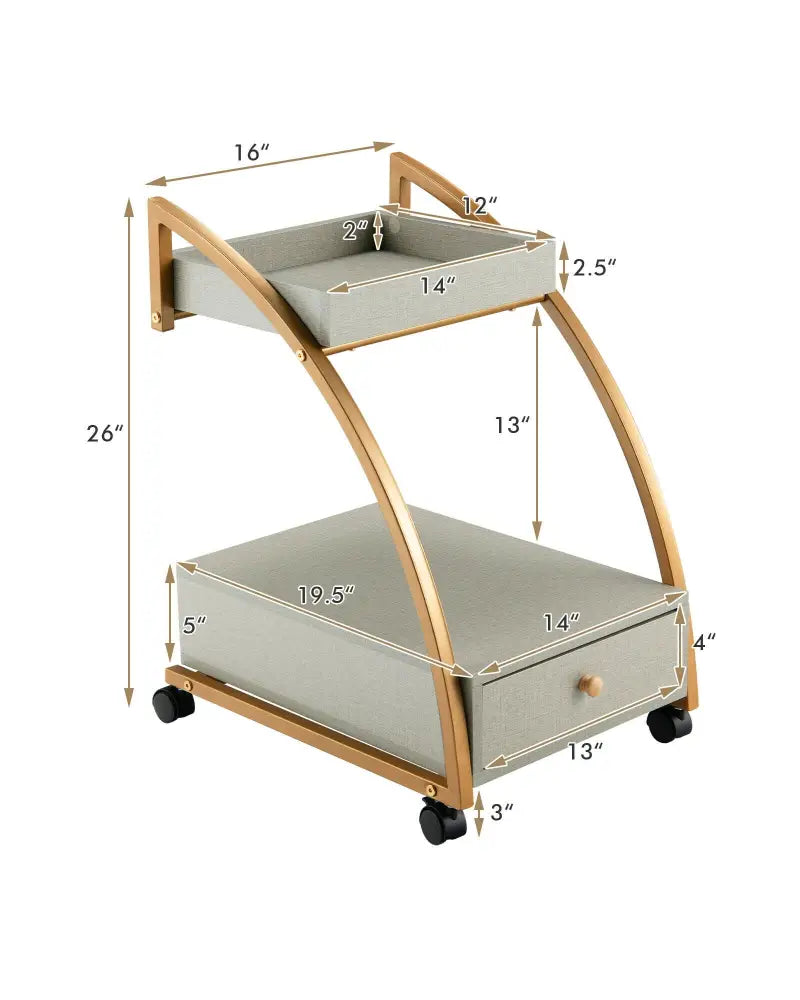 Modern Tray Top 4 Casters Rolling End Table with Storage Drawer-Gray - Gray - End & Side Tables