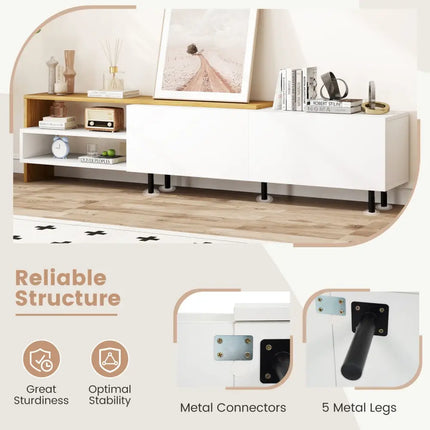 Modern TV Stand for 80 Inches TVs with Storage Shelves and Cabinets-White - White - Entertainment Centers & TV Stands