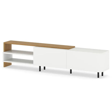Modern TV Stand for 80 Inches TVs with Storage Shelves and Cabinets-White - White - Entertainment Centers & TV Stands